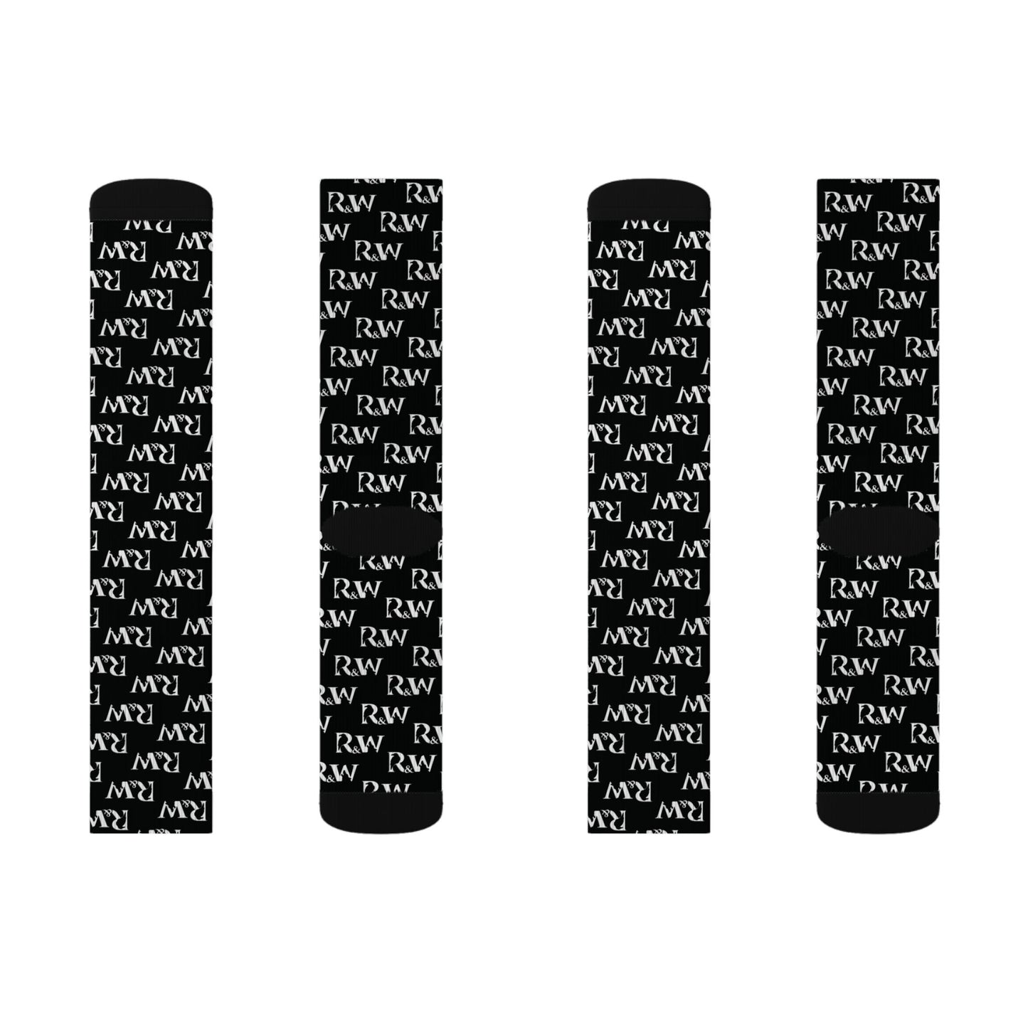 Monogram Pattern Socks — Tarmac Black Crew Socks