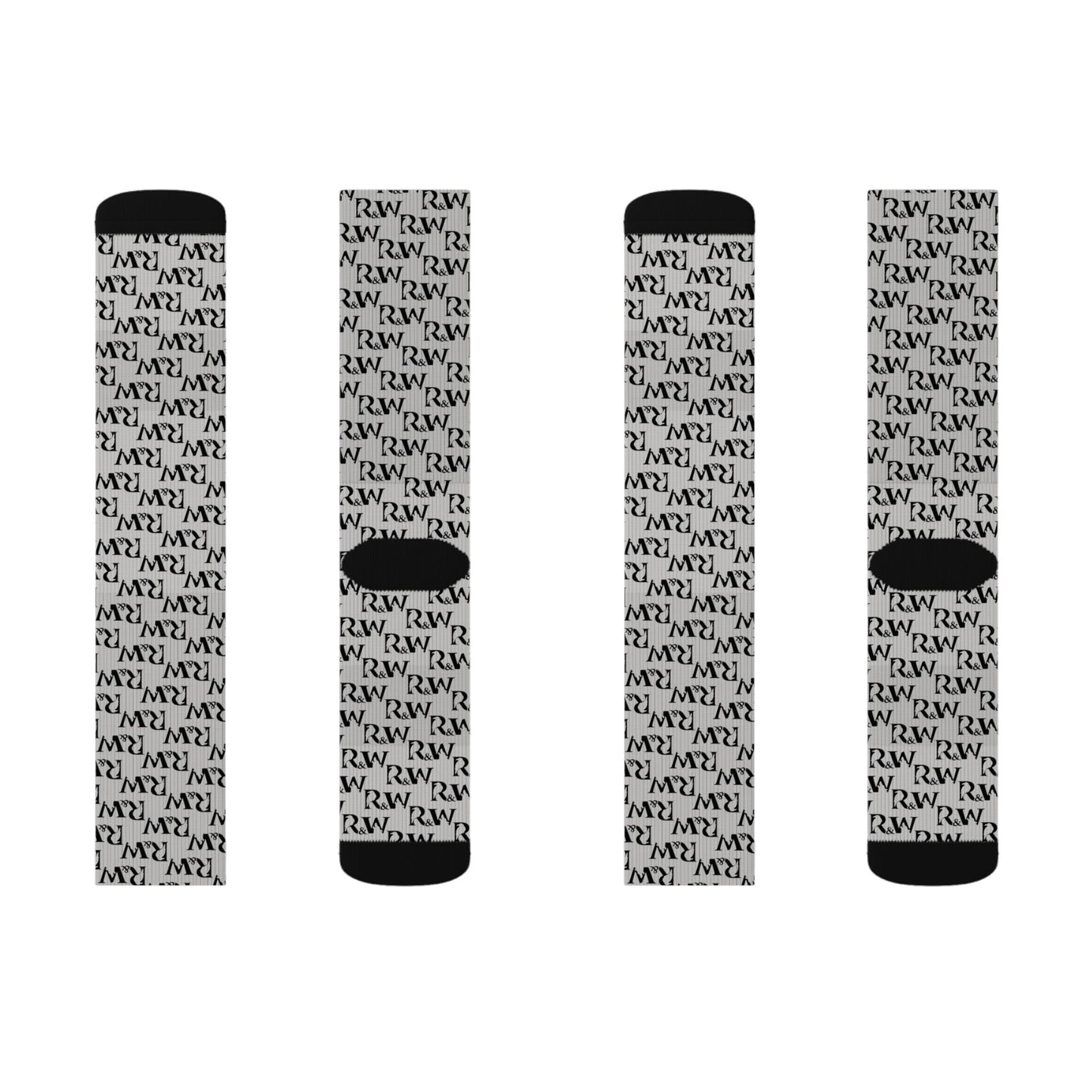 Monogram Pattern Socks — Wolf Grey Crew Socks