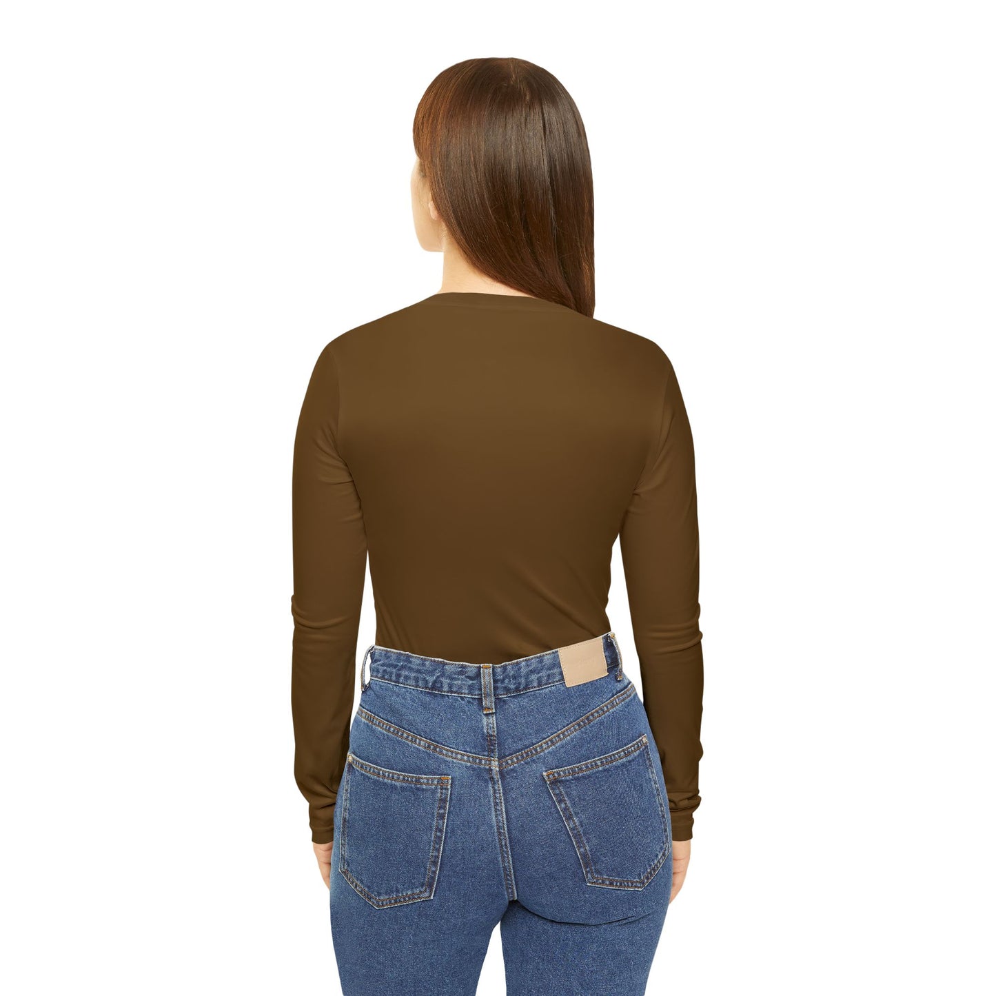 R&W Women's Minimalist V-Neck Long Sleeve Shirt - Maduro Marrón