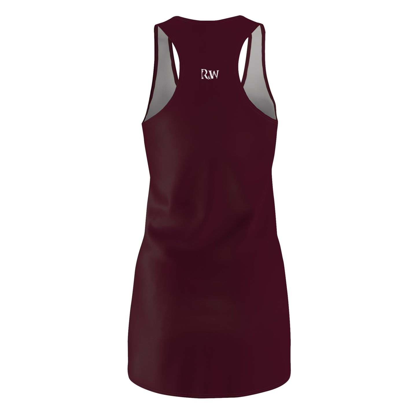 R&W Women's Racerback Dress (Vino Viejo) — Minimalist Small Front & Back Logo Summer Dress