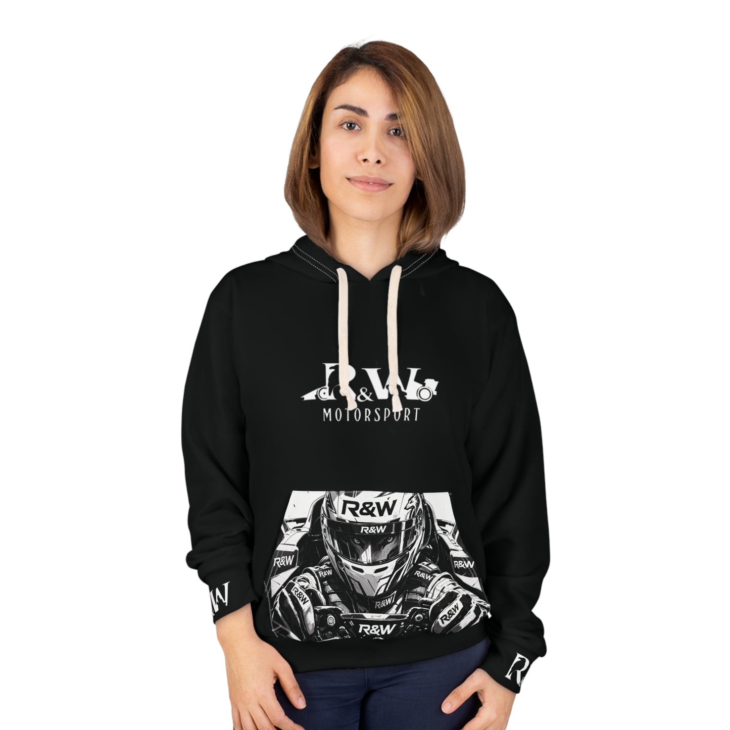 R&W Motorsport Hoodie — R&W 'Vision of the Raven, Power of the Wolf' Racing Pullover (Tarmac Black)