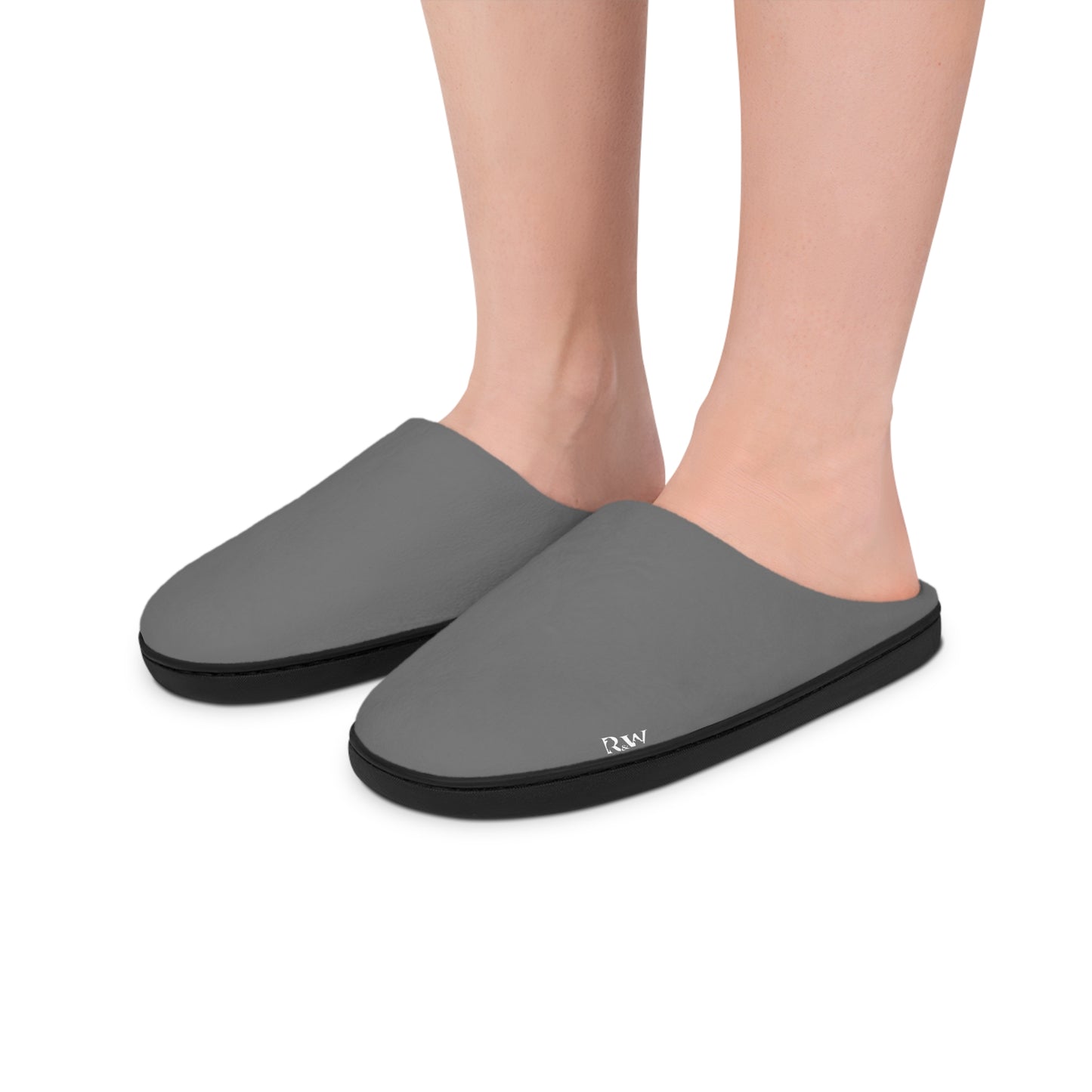 Indoor Slippers — Asphalt Grey Small Logo Cozy House Shoes for Women