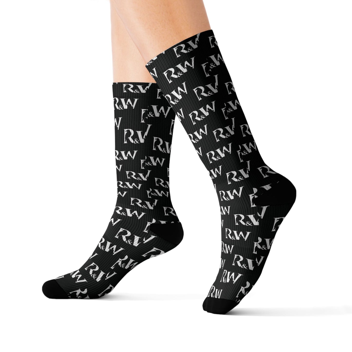 Monogram Pattern Socks — Tarmac Black Crew Socks