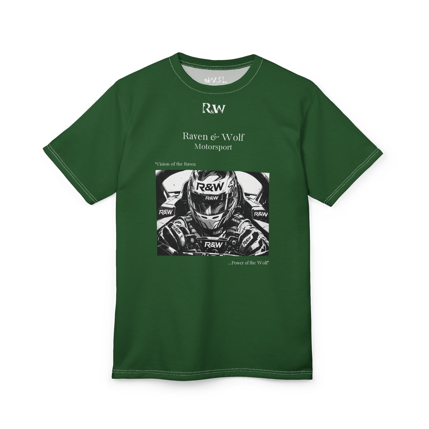 R&W Motorsport "Team Motto" Graphic Tee — Verde Valiosa Vintage Gothic Comic Panel T-Shirt