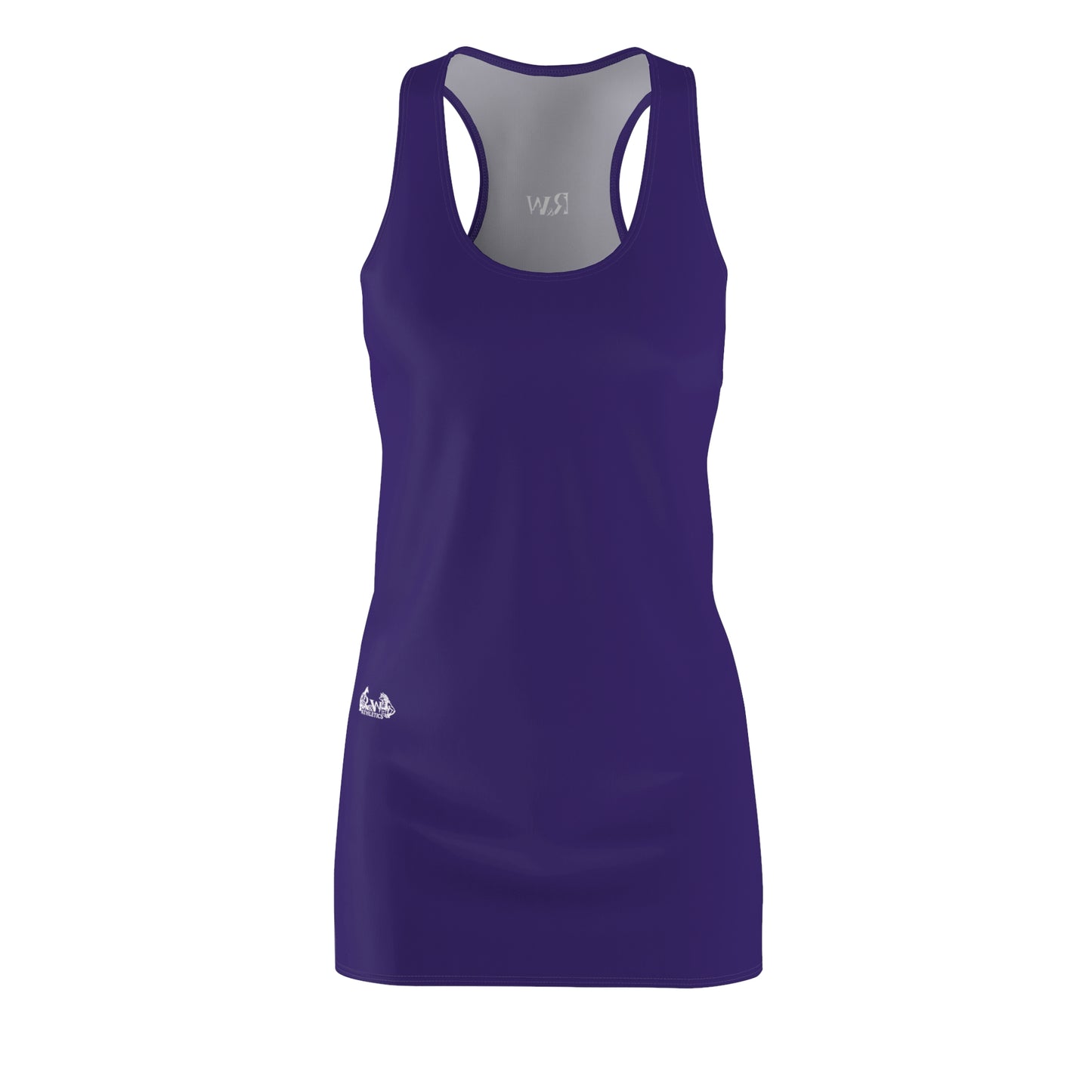 R&W Women's Racerback Dress (Raven) — Minimalist Small Front & Back Logo Summer Dress