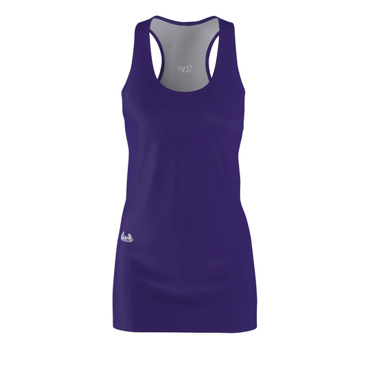 R&W Women's Racerback Dress (Raven) — Minimalist Small Front & Back Logo Summer Dress