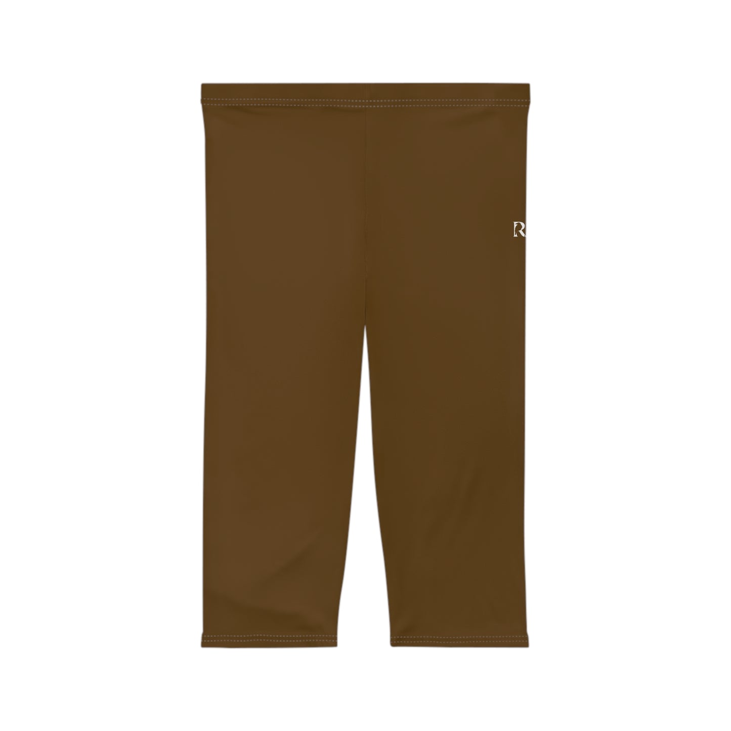 R&W Women's Capri Leggings — Minimalist Logo Maduro Marrón