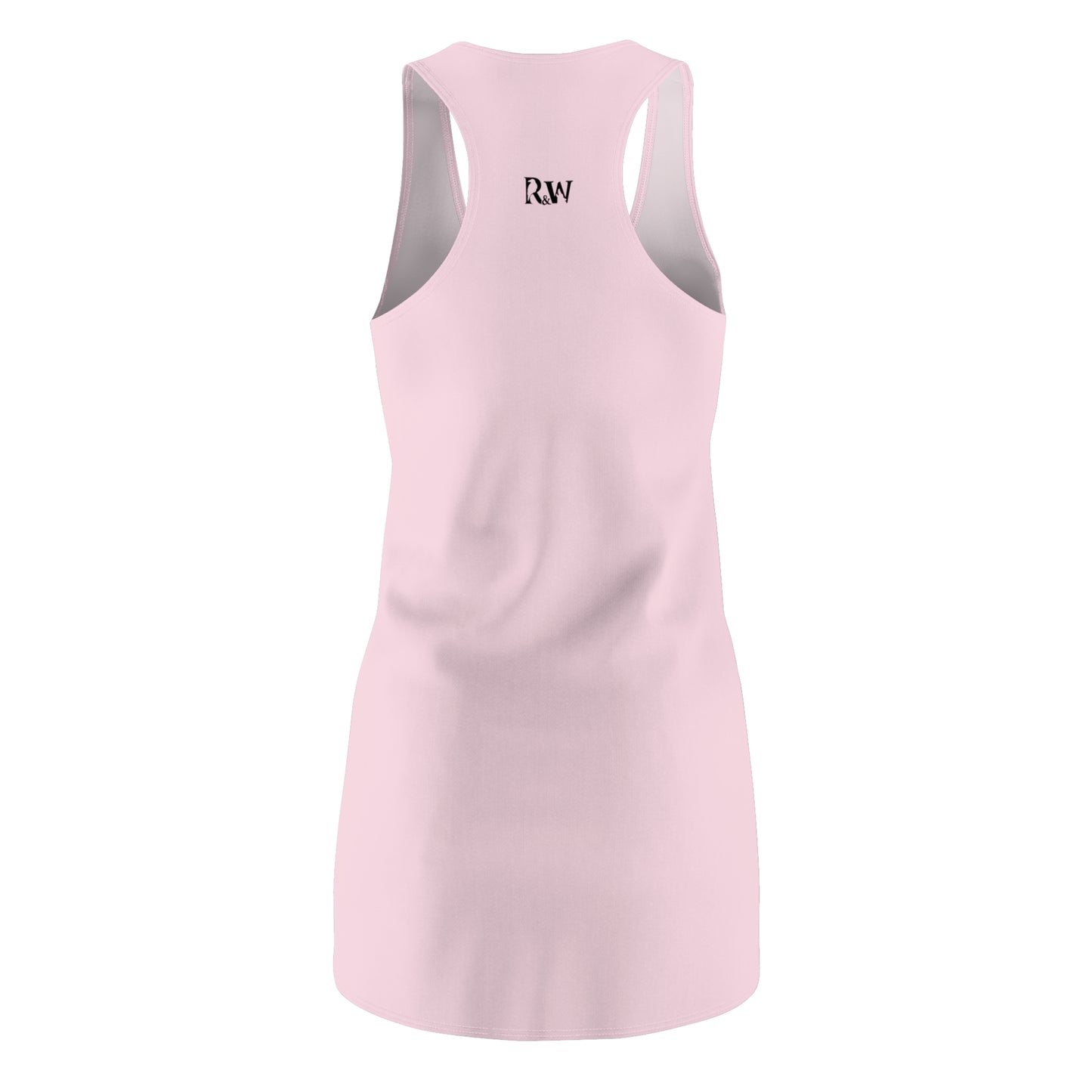 R&W Women's Racerback Dress (Performance Pink) — Minimalist Small Front & Back Logo Summer Dress