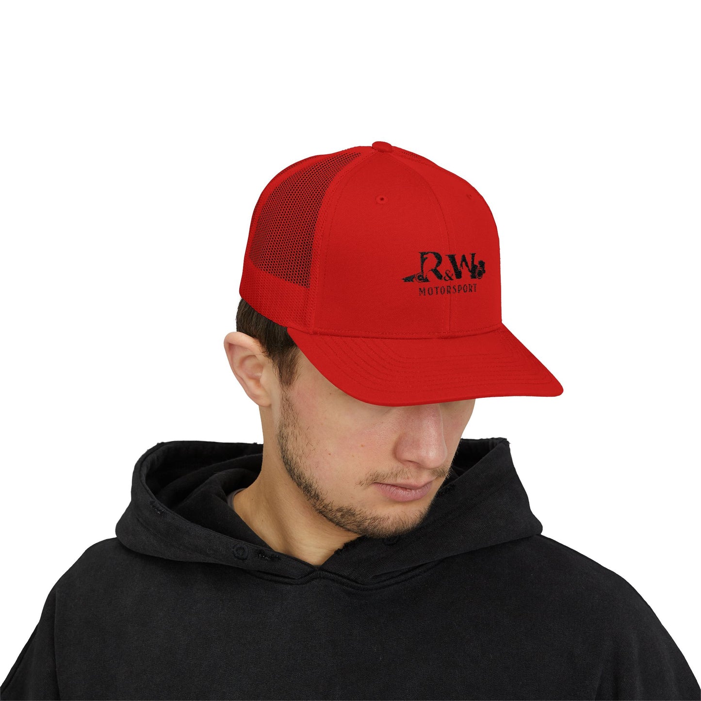 R&W Motorsport Embroidered Mesh Trucker Cap — Vintage Snapback Mesh Hat
