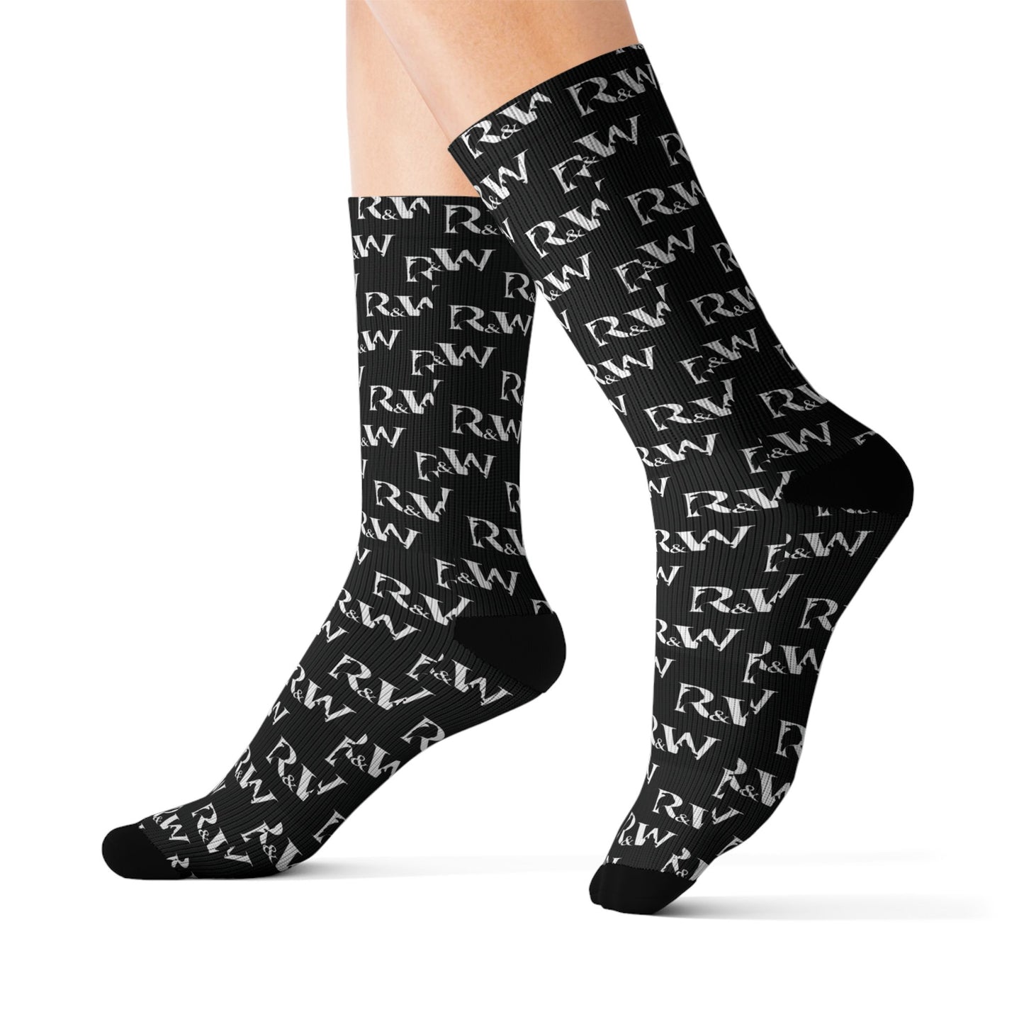 Monogram Pattern Socks — Tarmac Black Crew Socks
