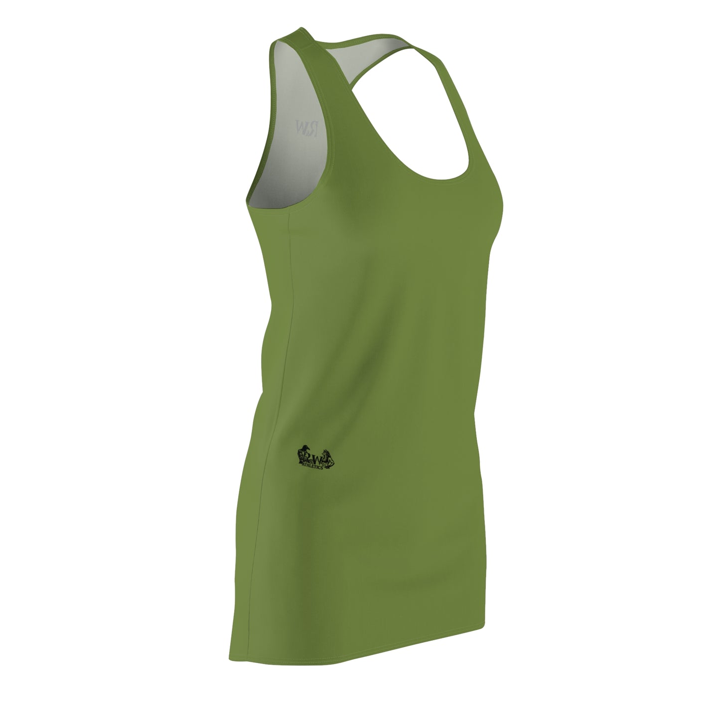 R&W Women's Racerback Dress (Tomillo Tranquilo) — Minimalist Small Front & Back Logo Summer Dress