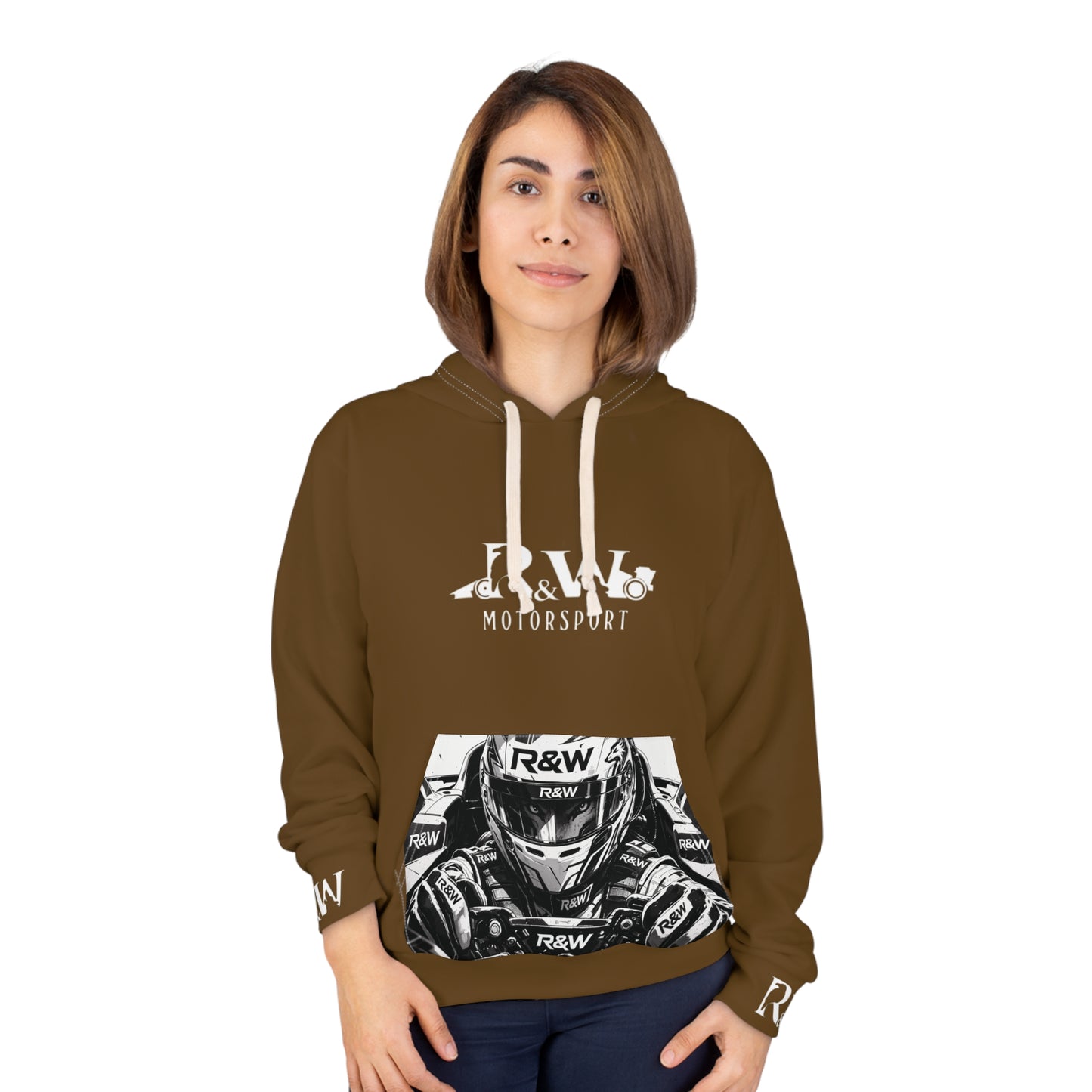 R&W Motorsport Hoodie — R&W 'Vision of the Raven, Power of the Wolf' Racing Pullover (Maduro Marrón)