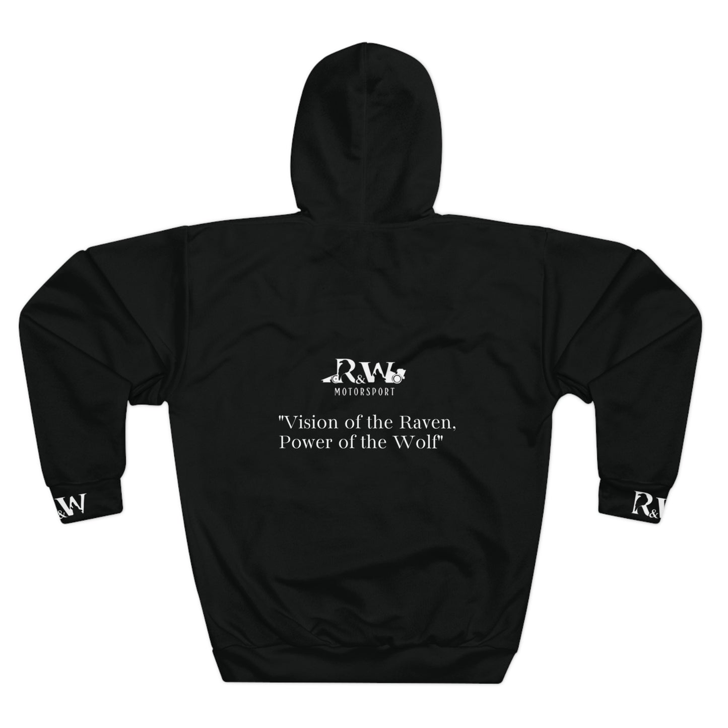 R&W Motorsport Hoodie — R&W 'Vision of the Raven, Power of the Wolf' Racing Pullover (Tarmac Black)