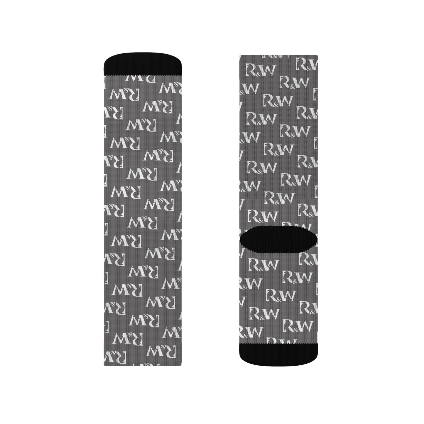 Monogram Pattern Socks — Asphalt Grey Crew Socks