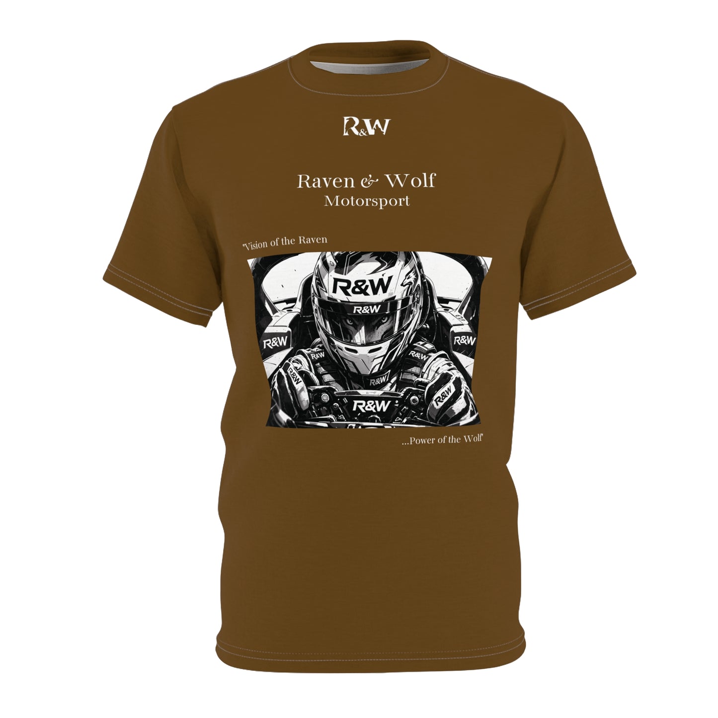 R&W Motorsport "Team Motto" Graphic Tee — Maduro Marrón Vintage Gothic Comic Panel T-Shirt