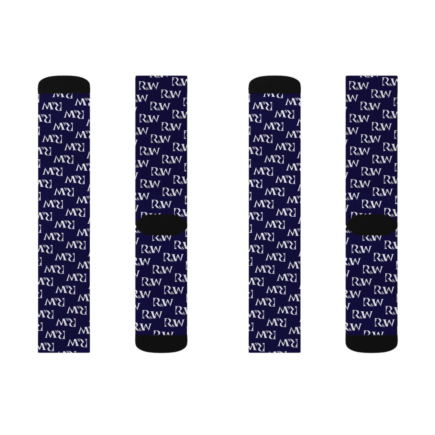 Monogram Pattern Socks — Noble Navy Crew Socks