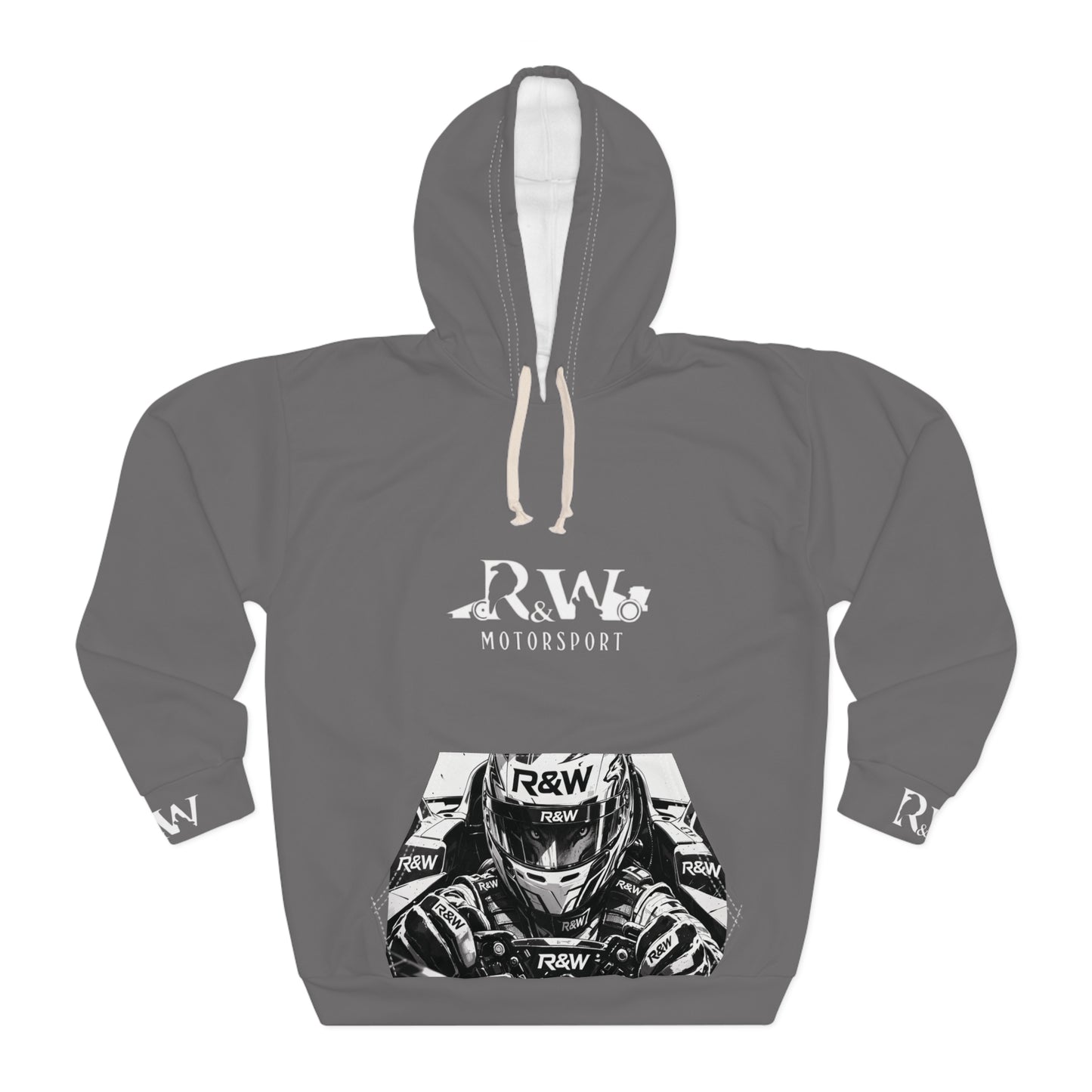 R&W Motorsport Hoodie — R&W 'Vision of the Raven, Power of the Wolf' Racing Pullover (Dark Grey)