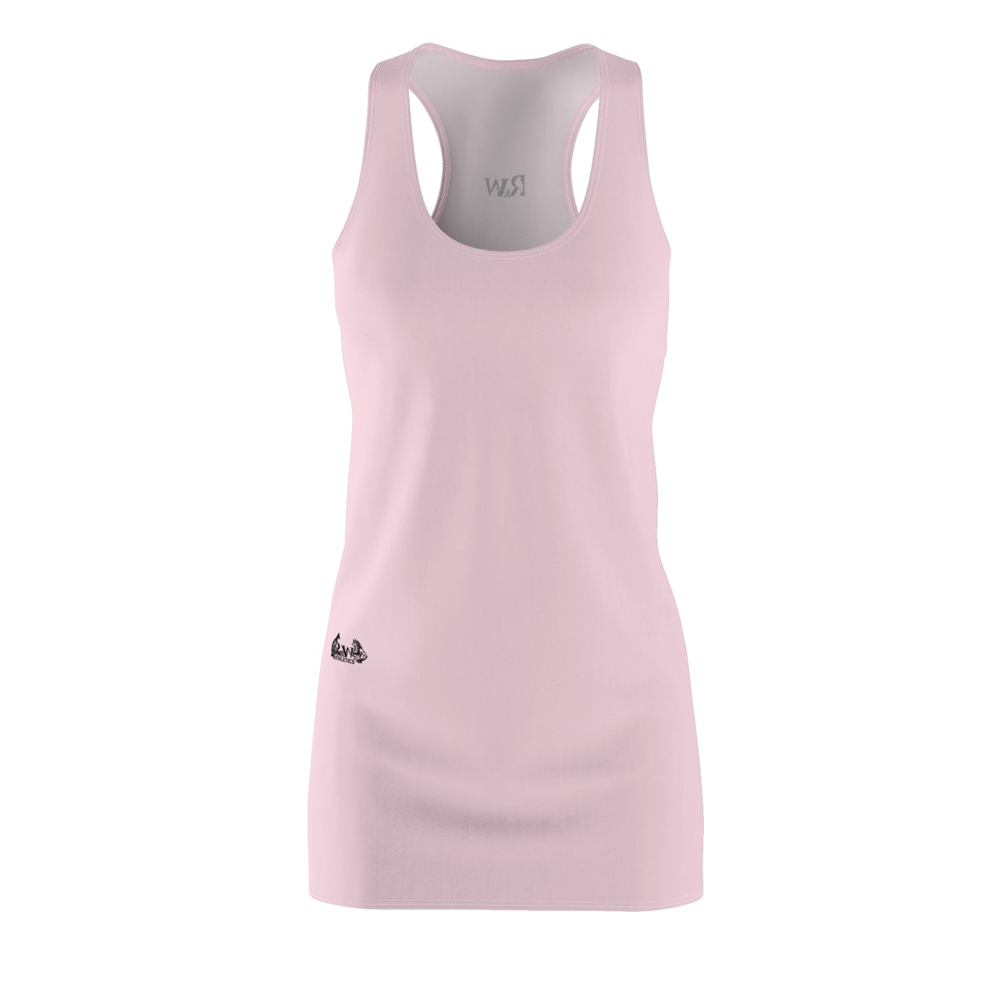 R&W Women's Racerback Dress (Performance Pink) — Minimalist Small Front & Back Logo Summer Dress