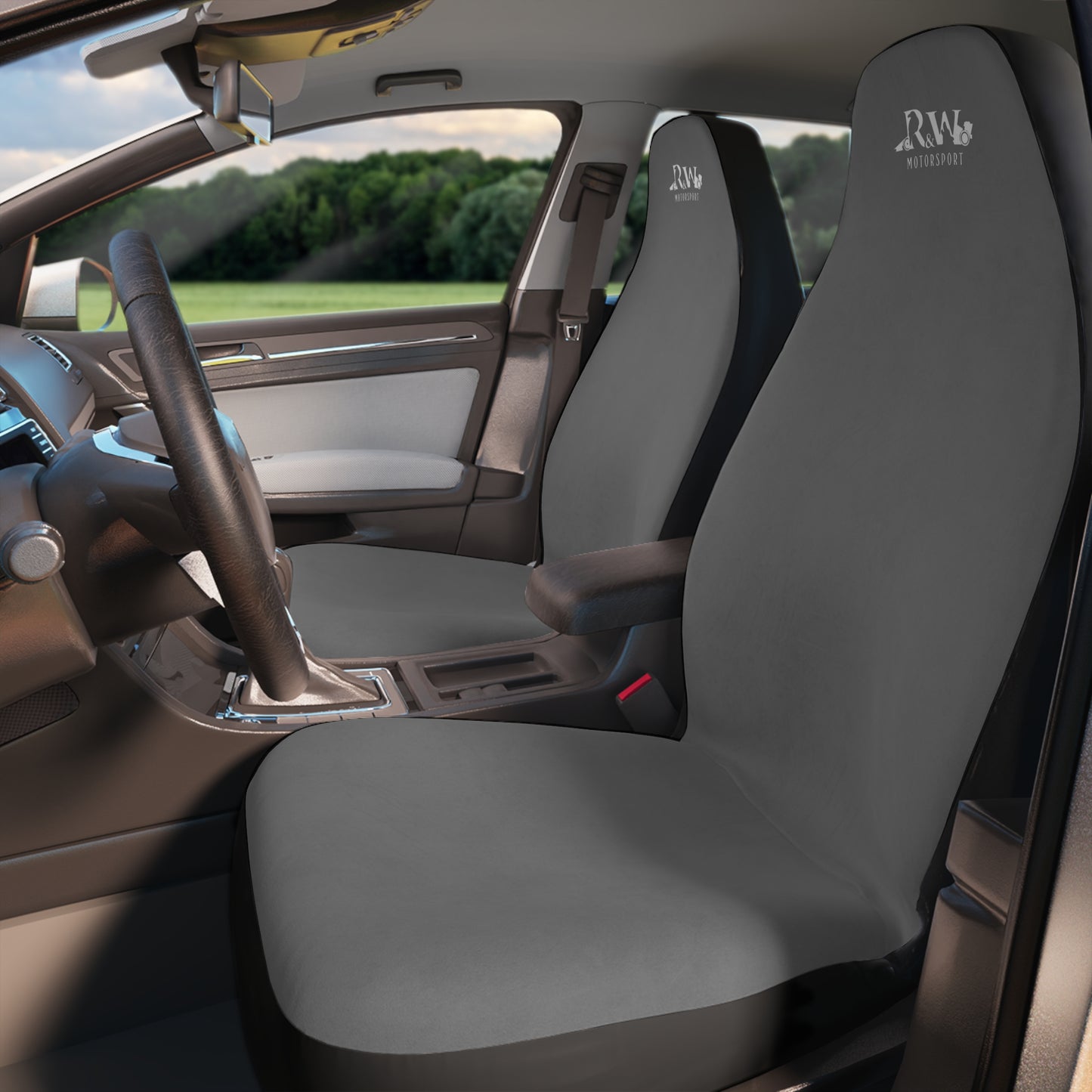 R&W Motorsport Car Seat Covers — Universal Front Seat Protectors Asphalt Grey