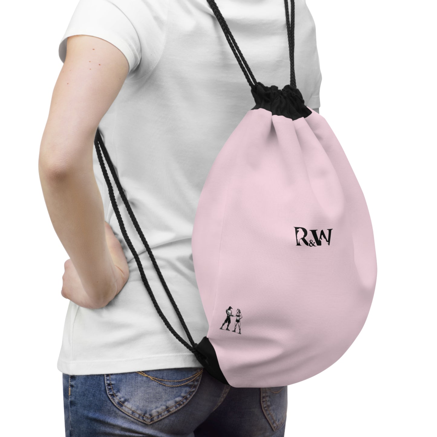 Monogram Drawstring Bag — Minimalist Performance Pink Gym Sack
