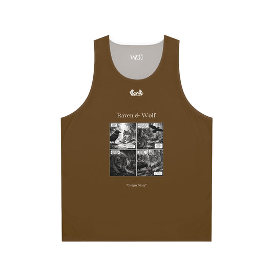 R&W Athletics "Origin Story" Comic-Style Fitness Tank Top — Maduro Marrón