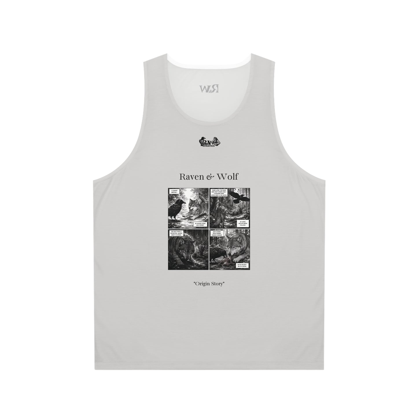 R&W Athletics "Origin Story" Comic-Style Fitness Tank Top — Wolf Grey