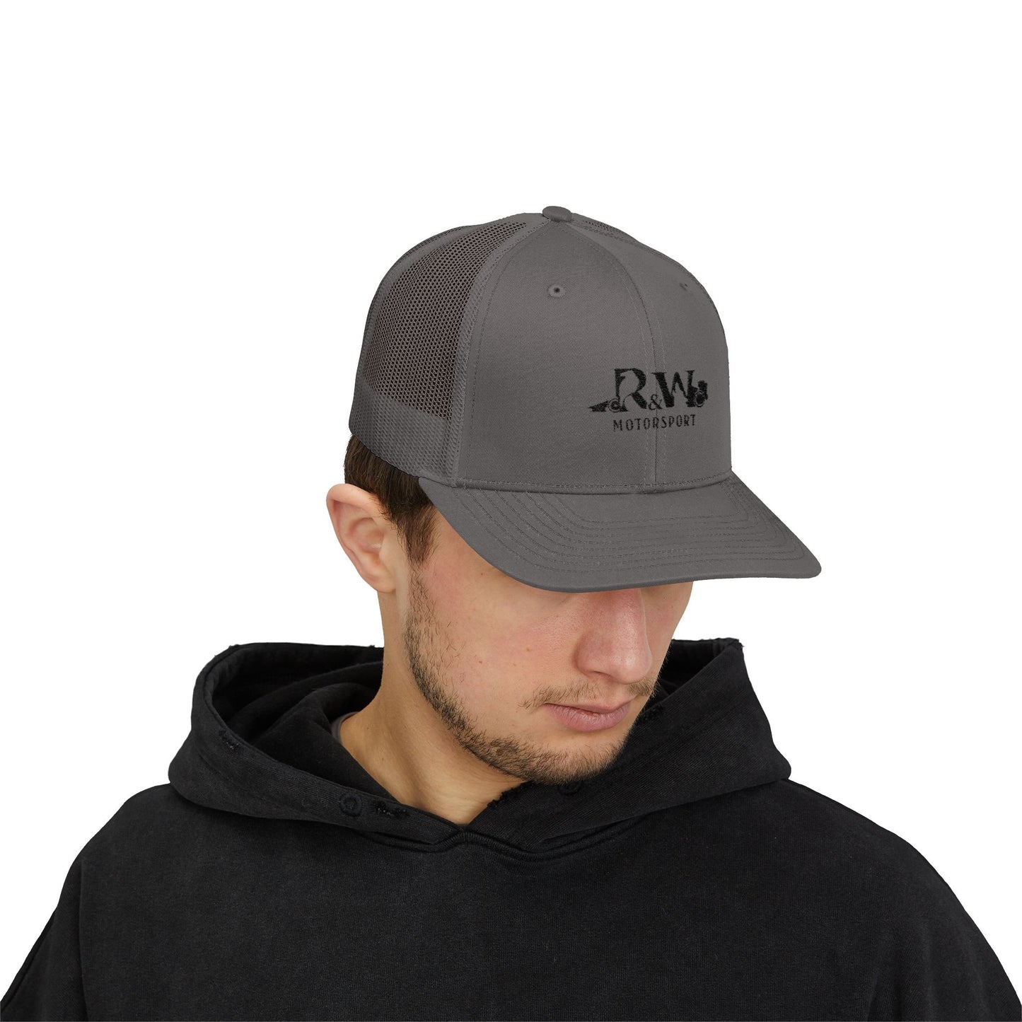 R&W Motorsport Embroidered Mesh Trucker Cap — Vintage Snapback Mesh Hat