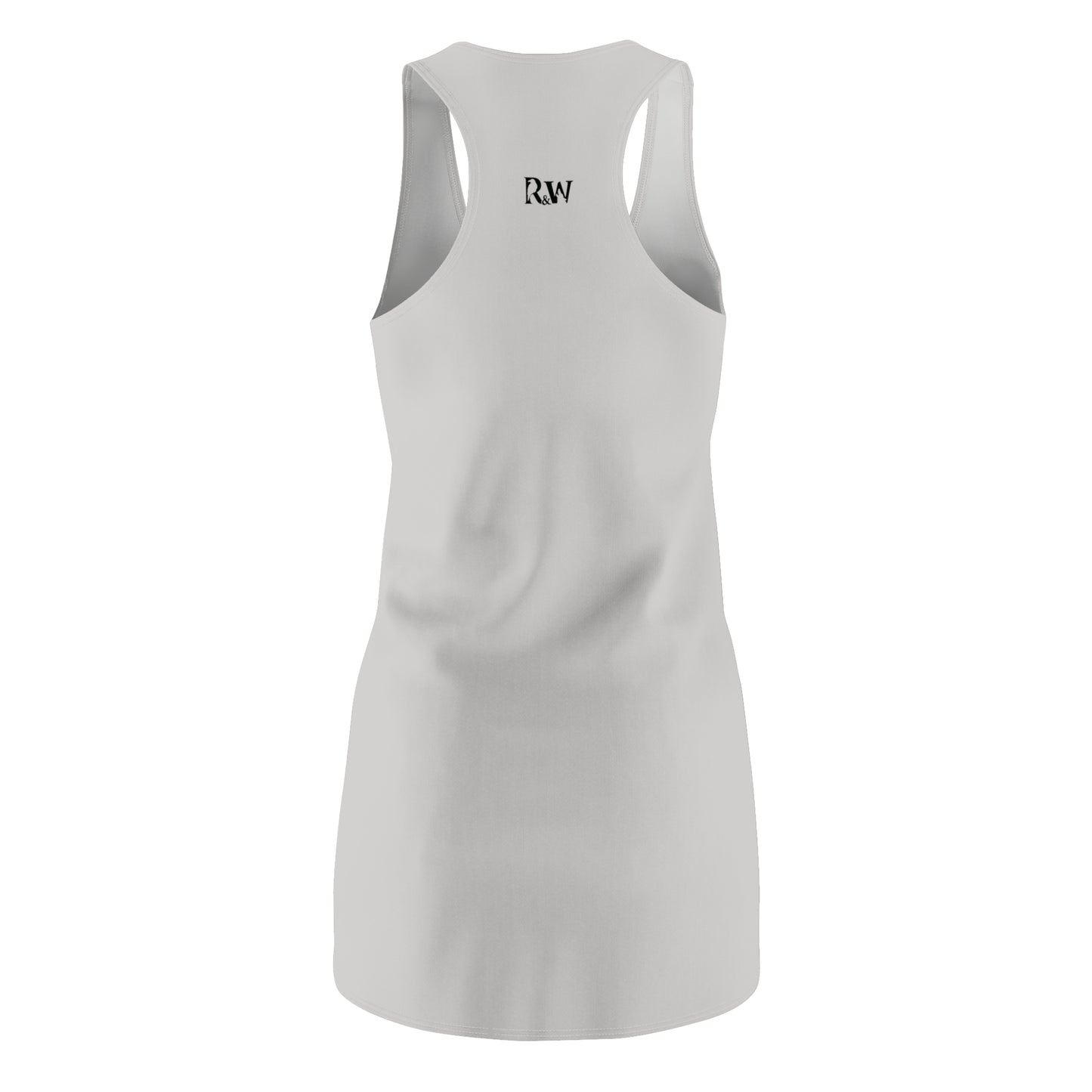R&W Women's Racerback Dress (Wolf Grey) — Minimalist Small Front & Back Logo Summer Dress