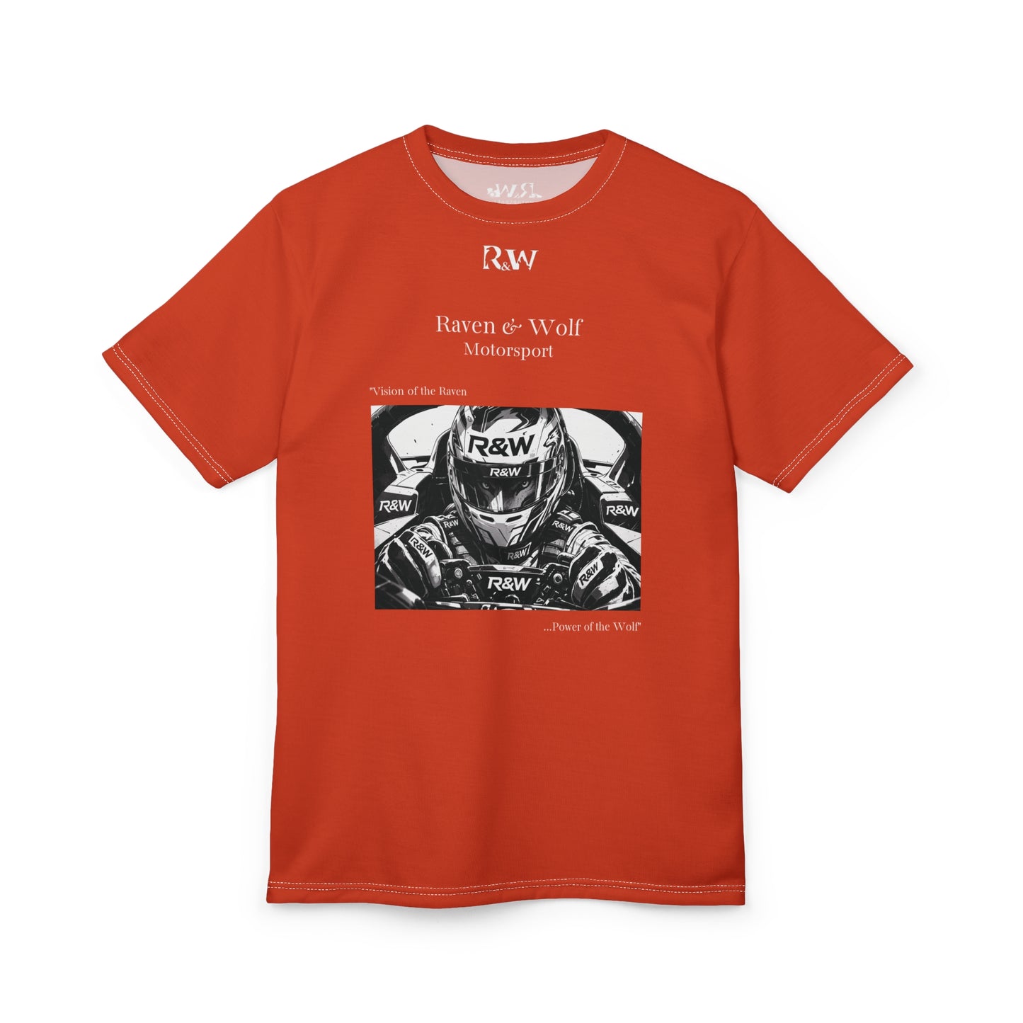R&W Motorsport "Team Motto" Graphic Tee — Rojo Rugiente II Vintage Gothic Comic Panel T-Shirt