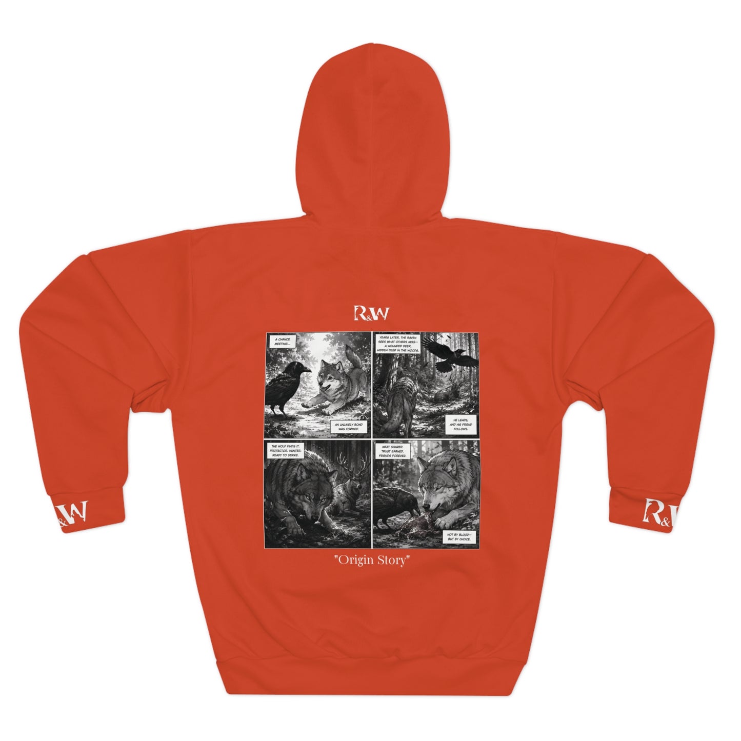 R&W Athletics Graphic Hoodie — "Origin Story" Rojo Rugiente Comic Panel Pullover