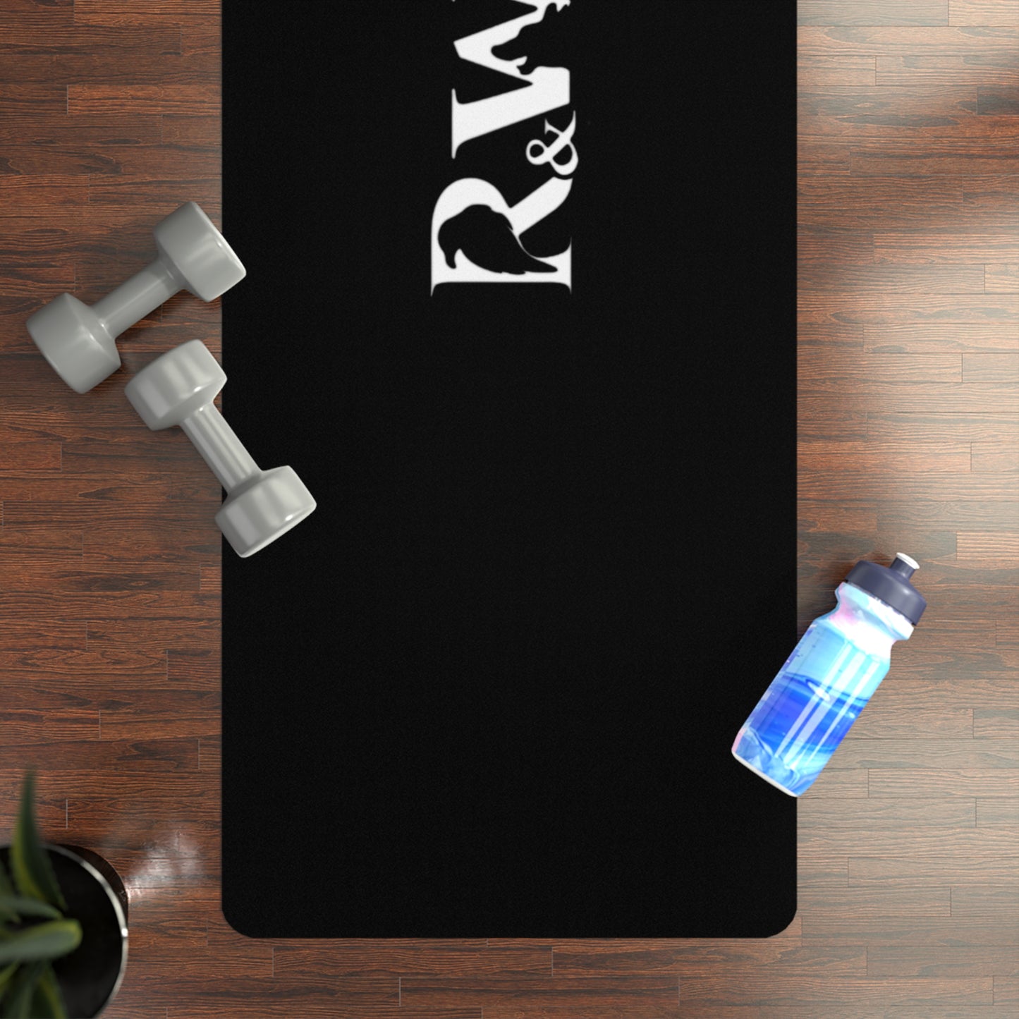 Rubber Yoga Mat — Minimal Tarmac Black R&W Monogram Yoga Mat