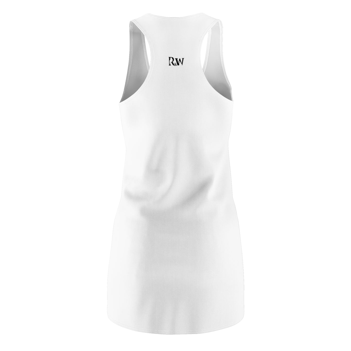 R&W Women's Racerback Dress (Panda) — Minimalist Small Front & Back Logo Summer Dress
