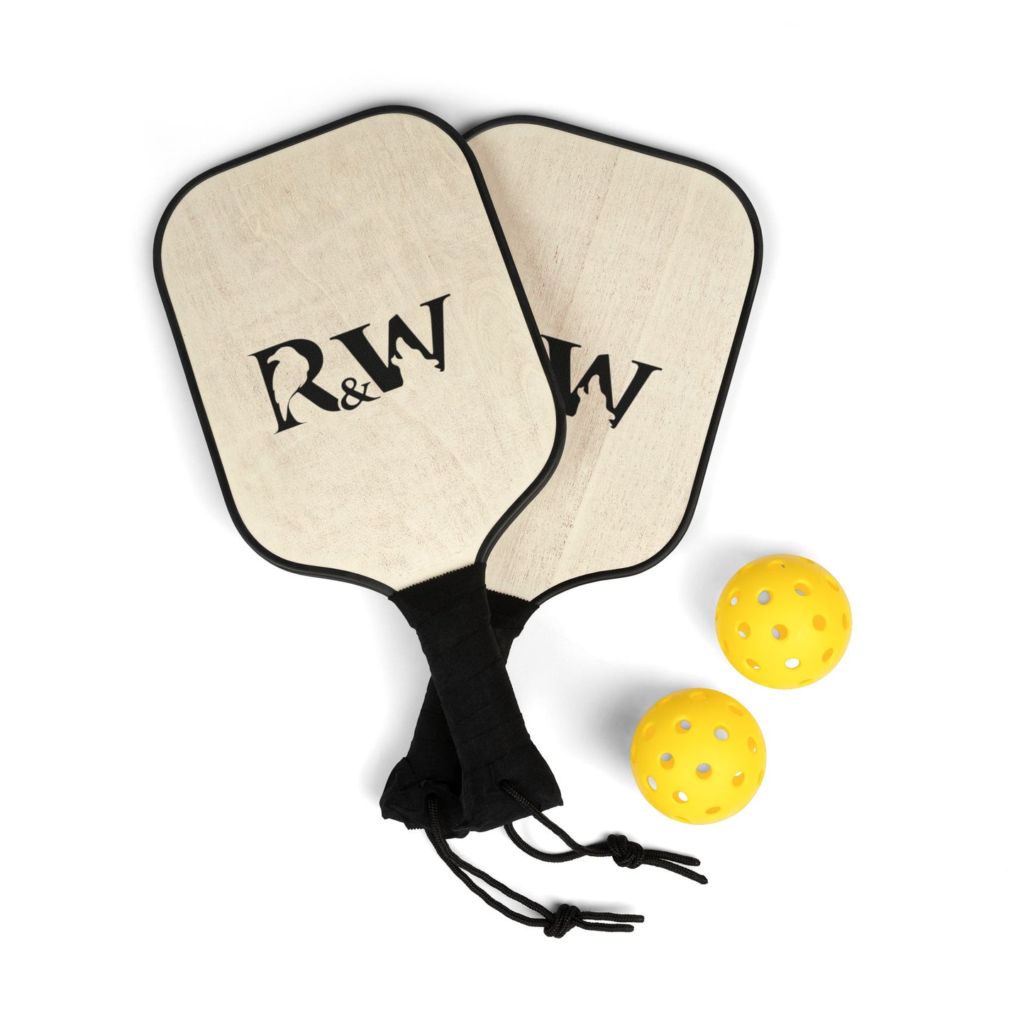 Monogram Pickleball Paddles Set – Personalized R&W Wooden Kit with Balls