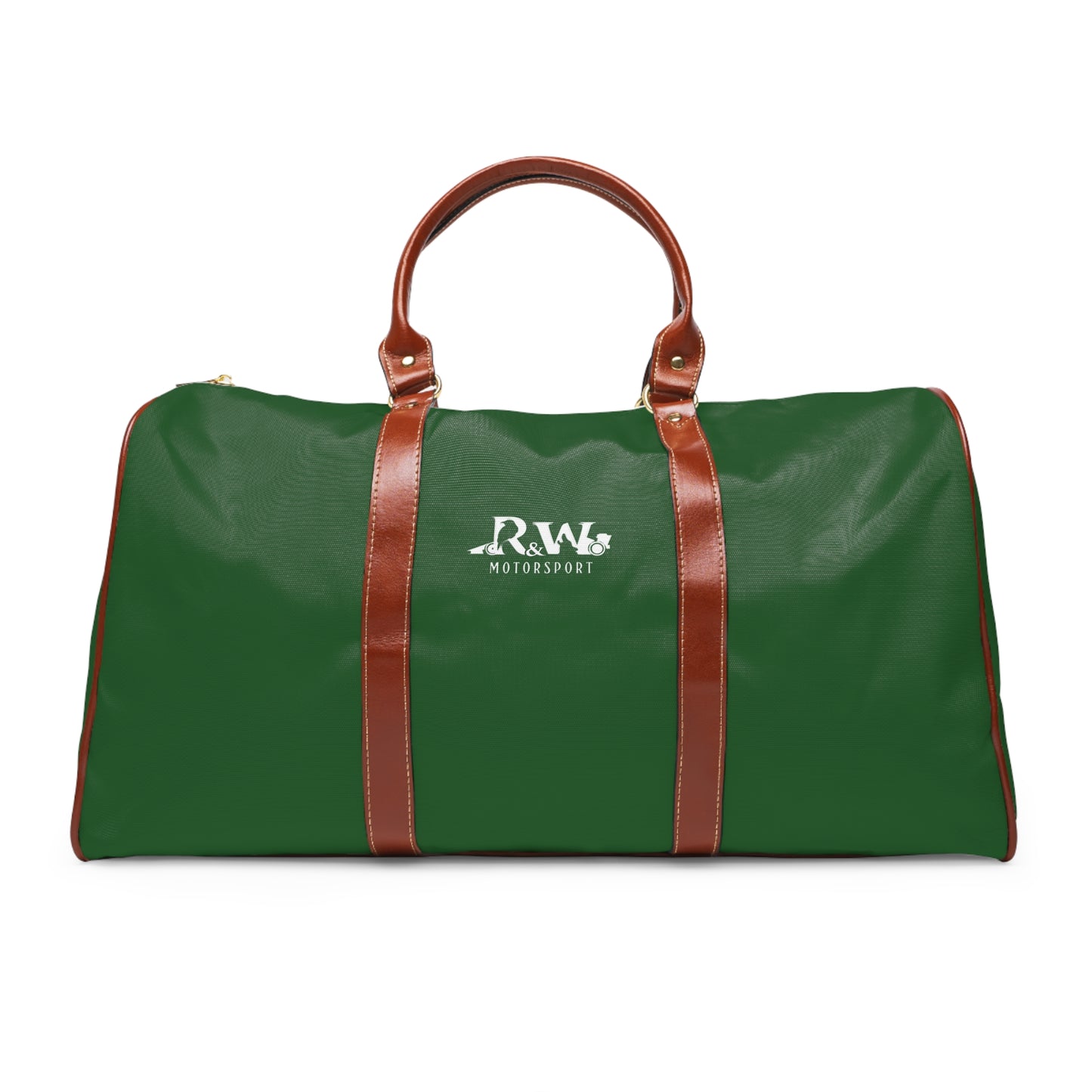 R&W Motorsport Waterproof Travel Duffle Bag – Verde Valiosa with Brown Trim