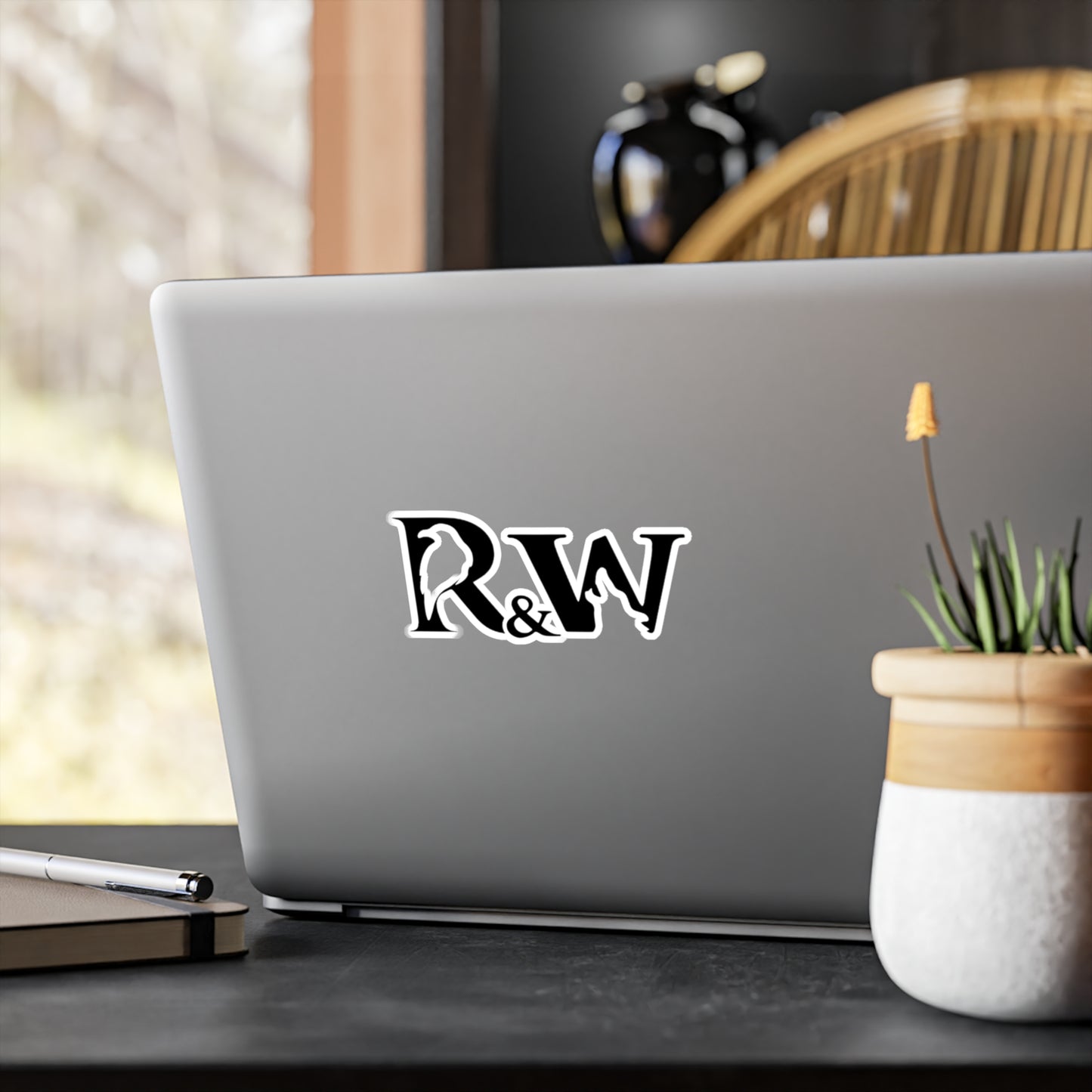 R&W Monogram Vinyl Sticker — Elegant Kiss-Cut Laptop Decal