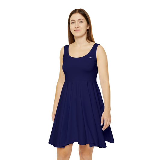 Noble Navy Women's Skater Dress — Classic Scoop Neck A-Line Summer Dress