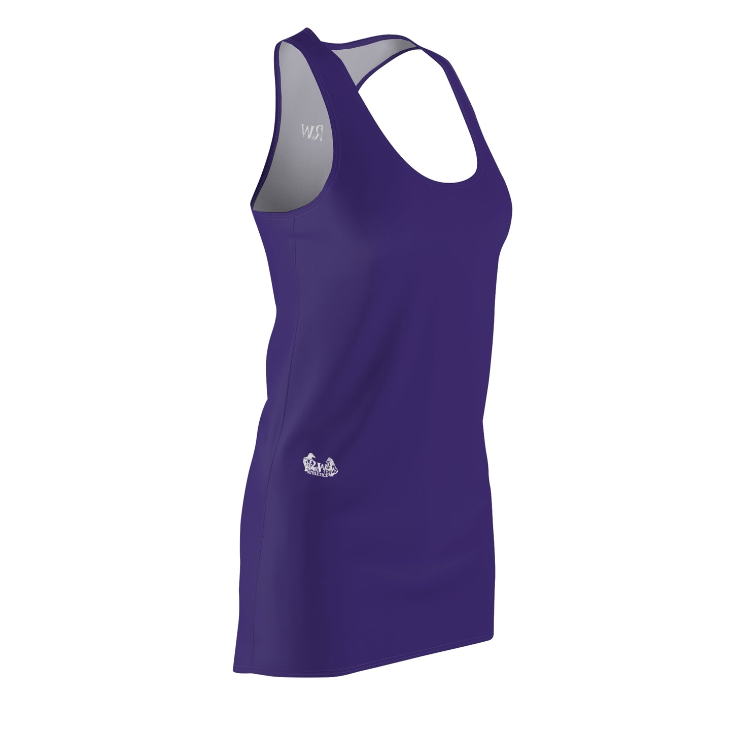 R&W Women's Racerback Dress (Raven) — Minimalist Small Front & Back Logo Summer Dress