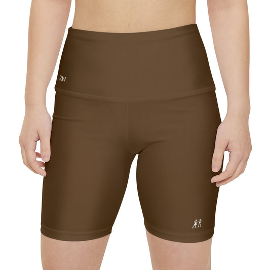 Women's Maduro Marrón High-Waist Workout Shorts — Minimal Fitness Biker Shorts