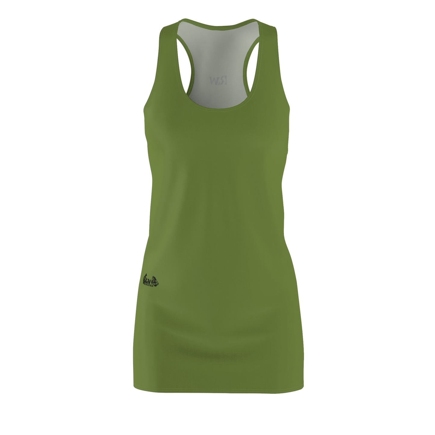 R&W Women's Racerback Dress (Tomillo Tranquilo) — Minimalist Small Front & Back Logo Summer Dress