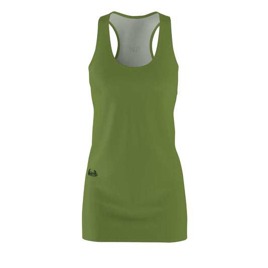 R&W Women's Racerback Dress (Tomillo Tranquilo) — Minimalist Small Front & Back Logo Summer Dress