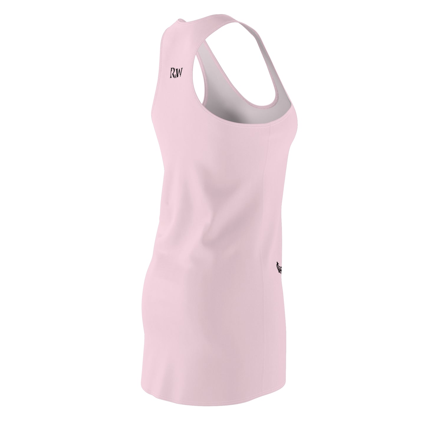 R&W Women's Racerback Dress (Performance Pink) — Minimalist Small Front & Back Logo Summer Dress