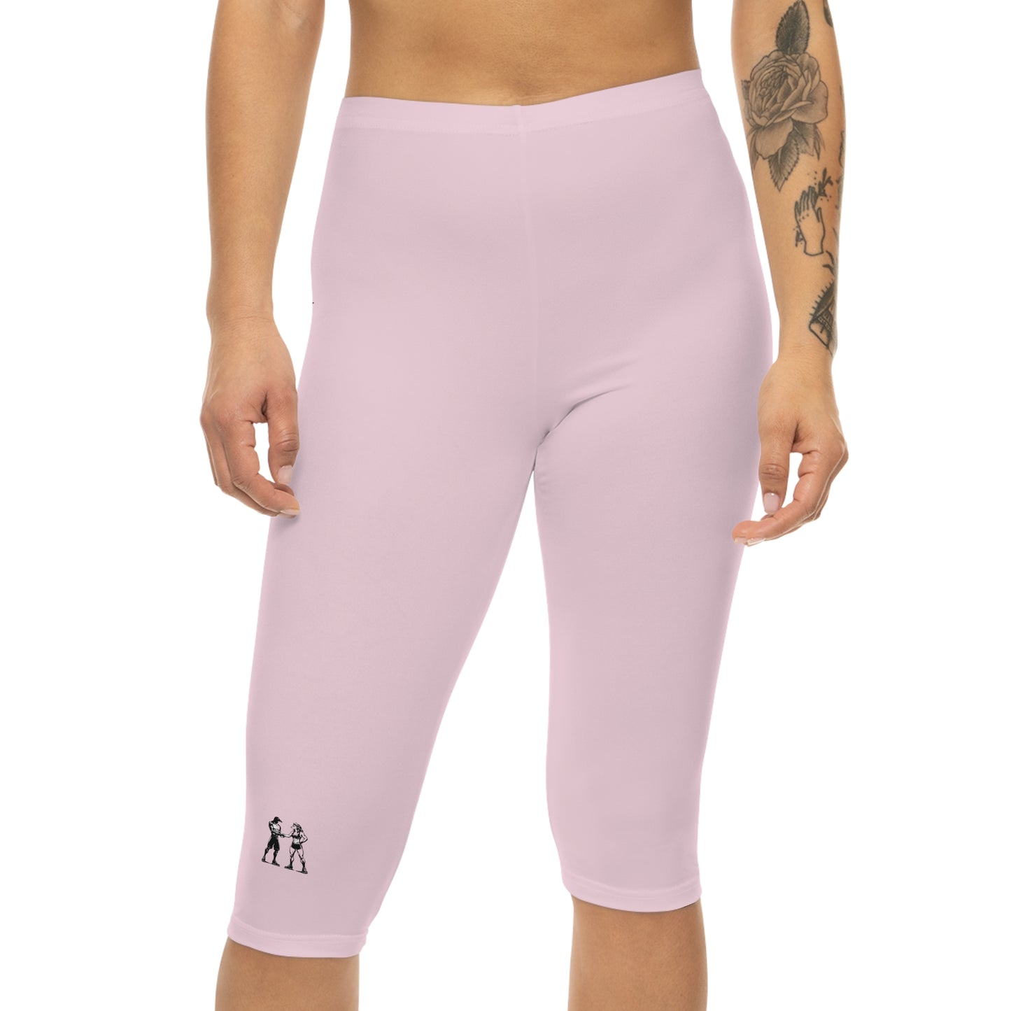 R&W Women's Capri Leggings — Minimalist Logo Performance Pink