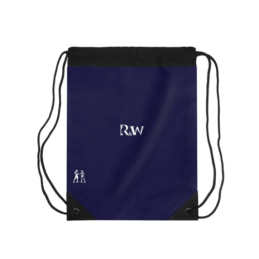 Monogram Drawstring Bag — Minimalist Noble Navy Gym Sack