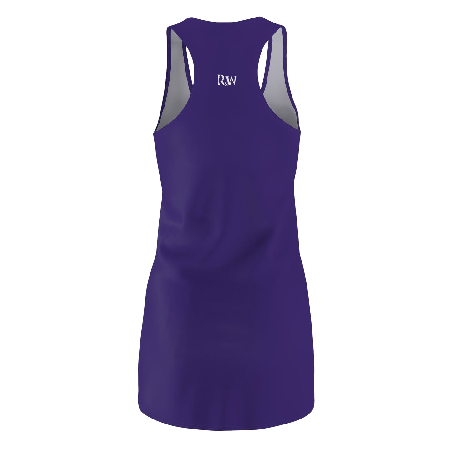 R&W Women's Racerback Dress (Raven) — Minimalist Small Front & Back Logo Summer Dress
