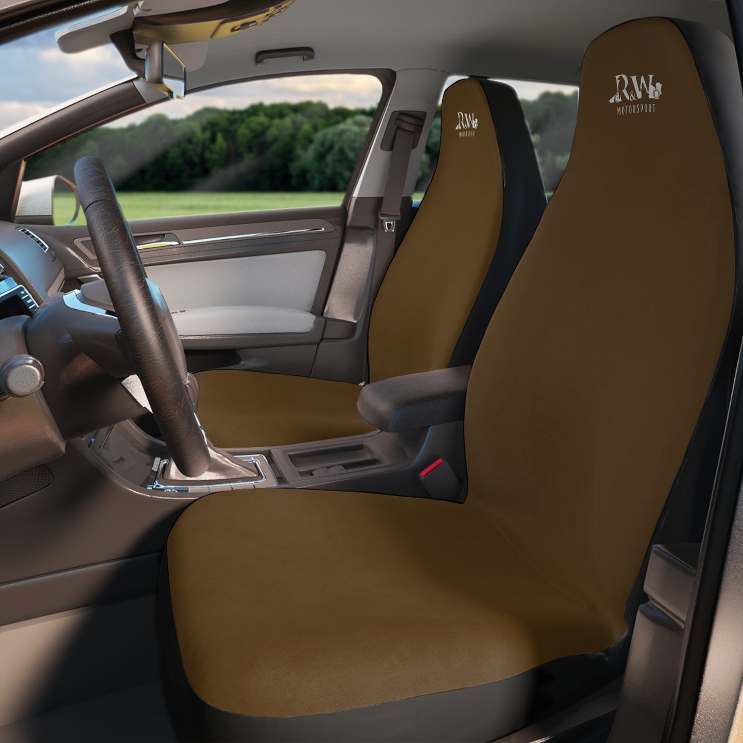 R&W Motorsport Car Seat Covers — Universal Front Seat Protectors - Maduro Marrón