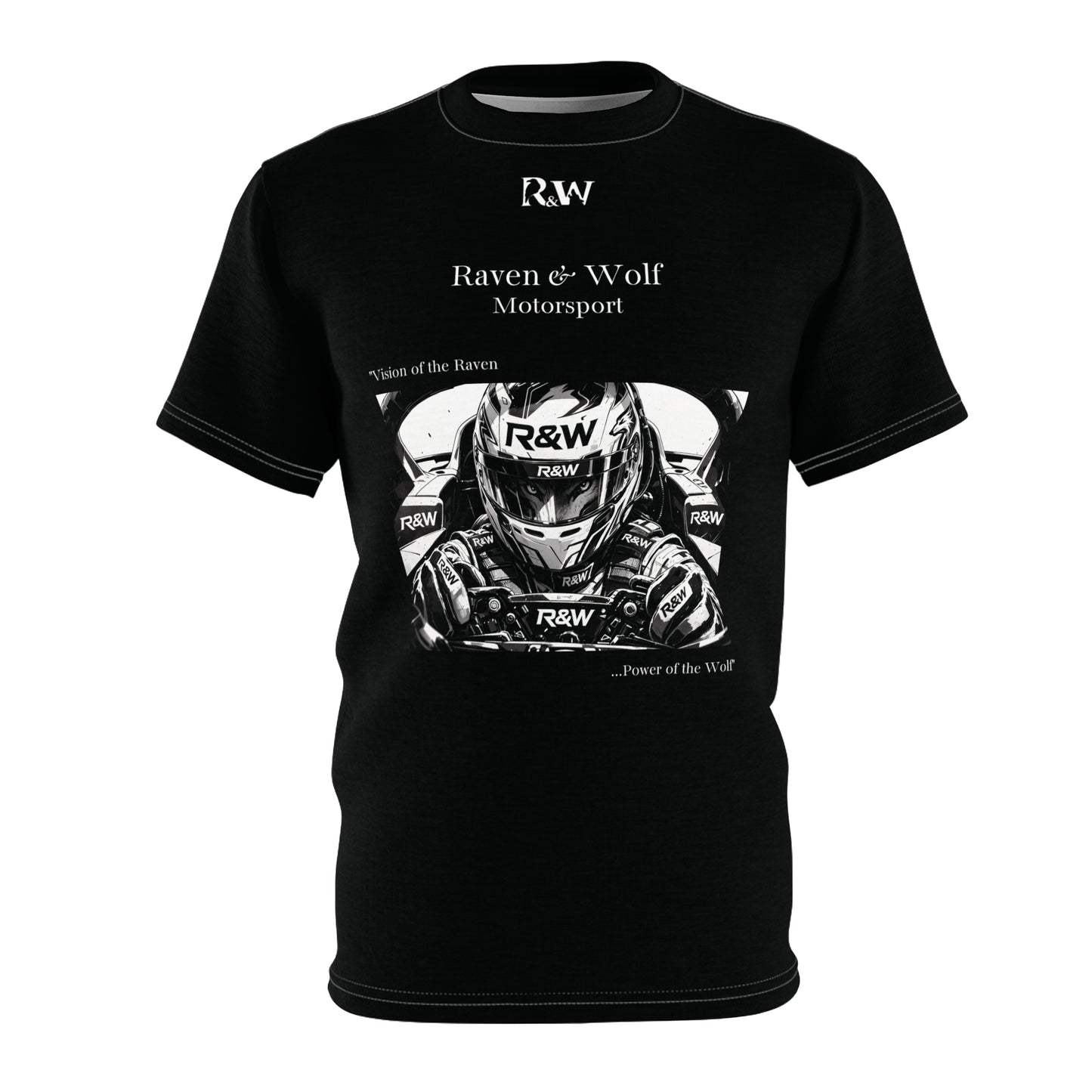 R&W Motorsport "Team Motto" Graphic Tee — Tarmac Black Vintage Gothic Comic Panel T-Shirt