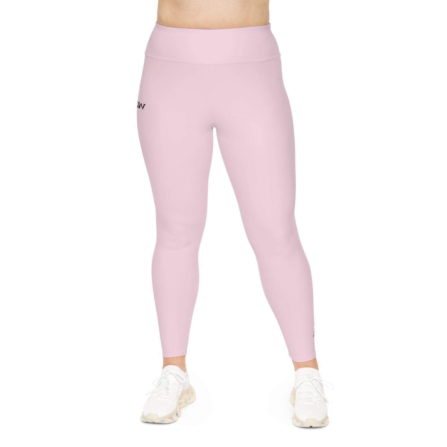 R&W Women's Plus Size Leggings — Minimalist Logo Performance Pink