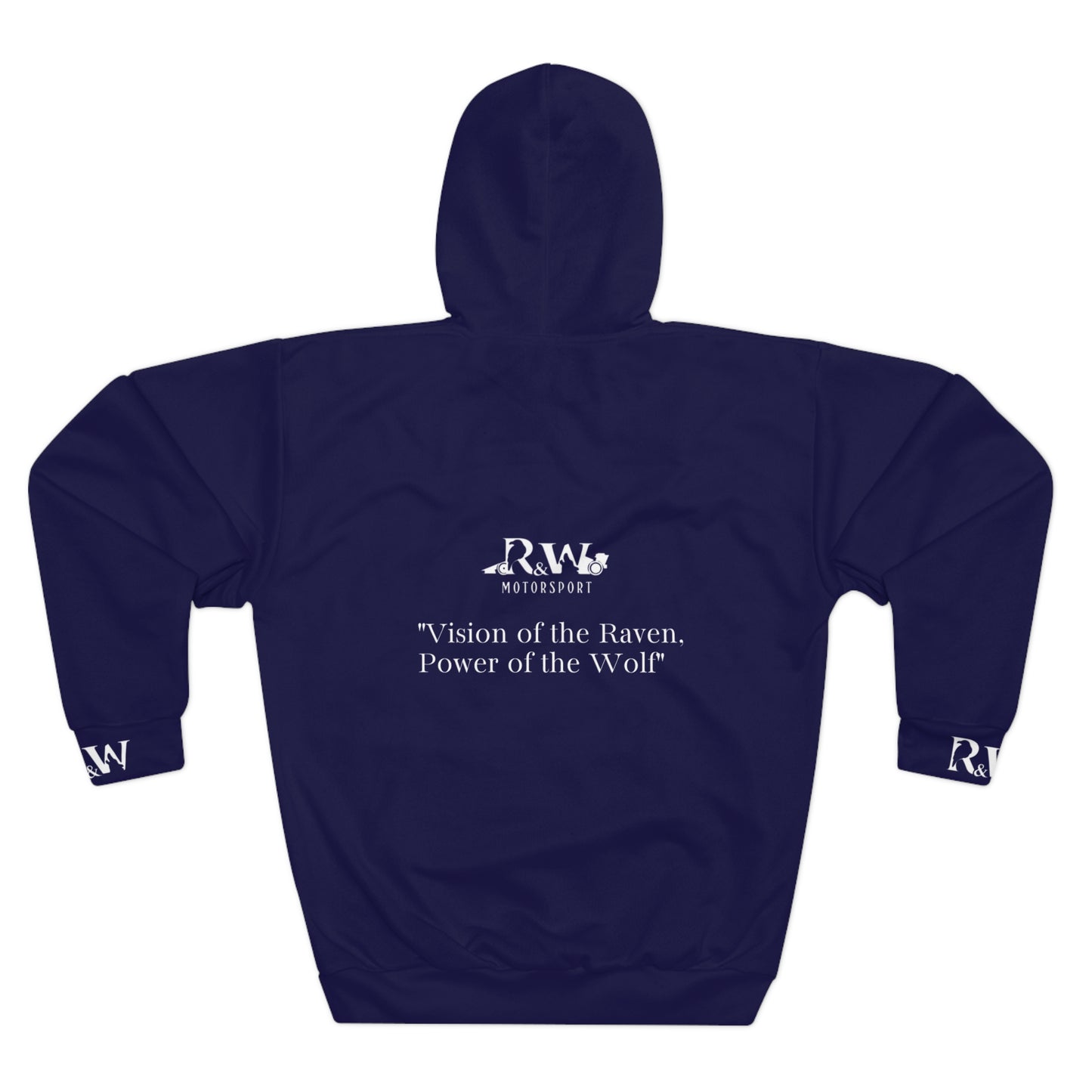 R&W Motorsport Hoodie — R&W 'Vision of the Raven, Power of the Wolf' Racing Pullover (Noble Navy)