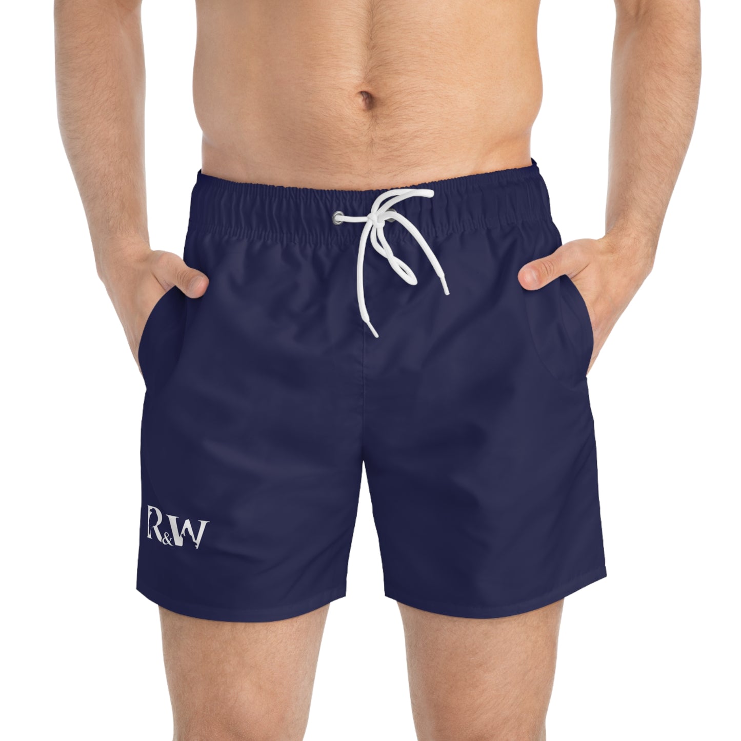 Mens Minimal Logo Swim Trunks — Noble Navy