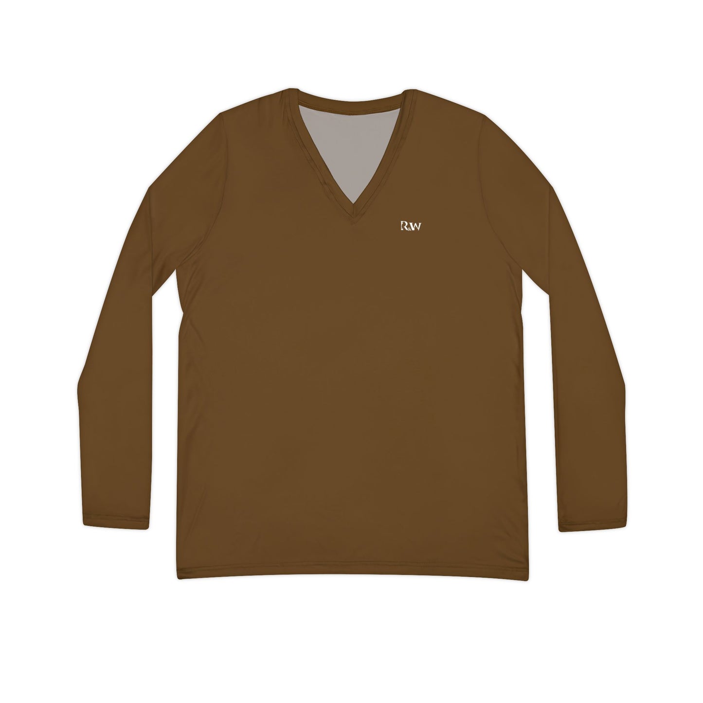 R&W Women's Minimalist V-Neck Long Sleeve Shirt - Maduro Marrón